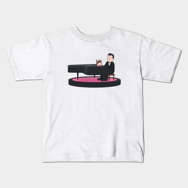 Bop Playing Piano Kids T-Shirt by baldstache 